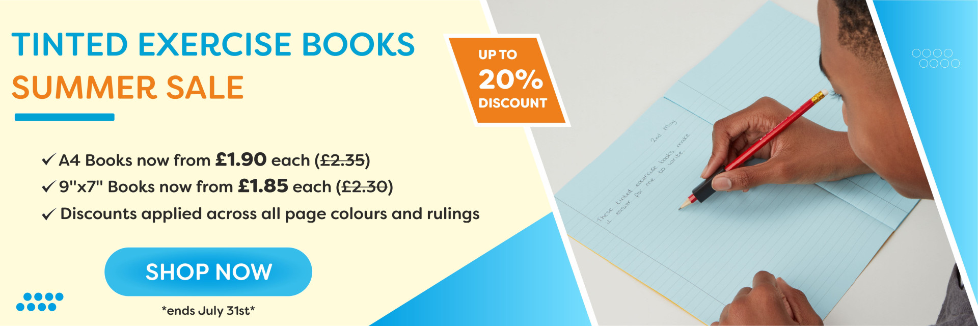 Tinted Exercise Books Summer Sale