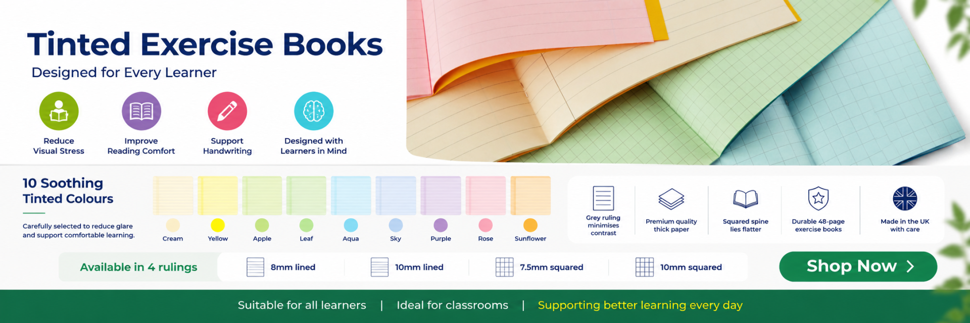 Tinted Exercise Books
