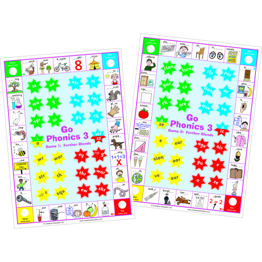 Double-sided phonics board game