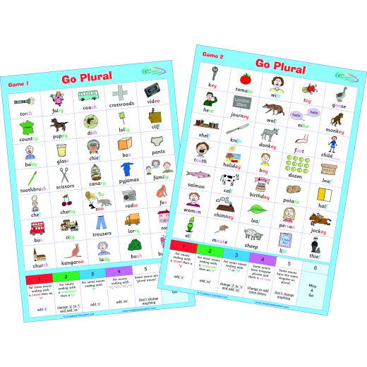 Two board games for spelling plurals