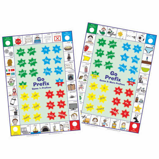 Two board games for adding prefixes
