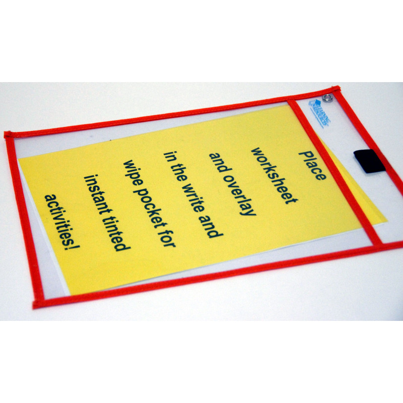 Write and wipe pockets are perfect with coloured overflays