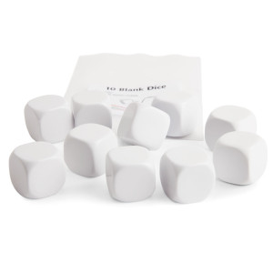Dice: 10 Blank White Dice